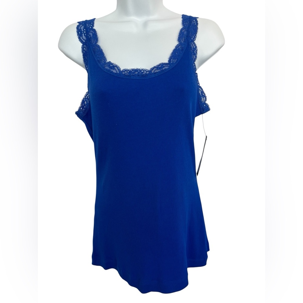 🆕 💙 NWT APT. 9 Essentials Cobalt Bay Lace Trim Tank Top | Women’s Size Medium